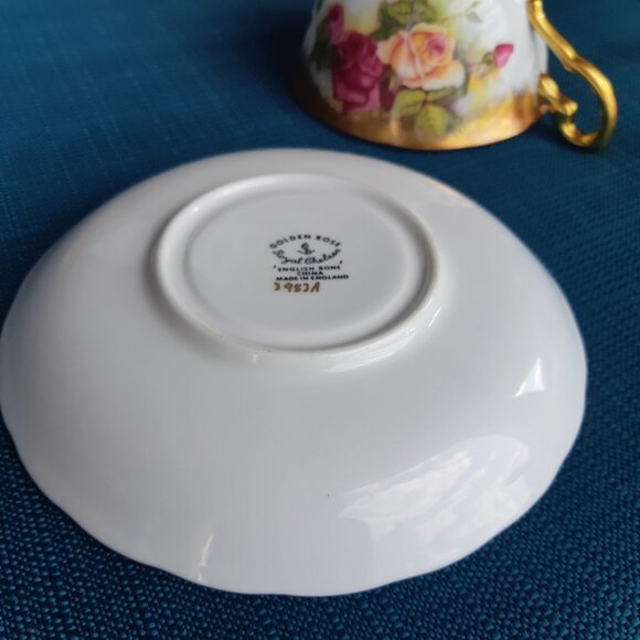 1940s Royal Chelsea Cake Plate, Teacup & Saucer, Golden Rose Bone China Vintage - Picture 5 of 14